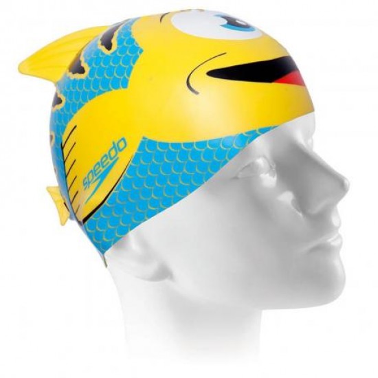 TOUCA SPEEDO FISH CAP - AMARELA/AZUL