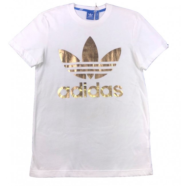 camiseta adidas logo dourado